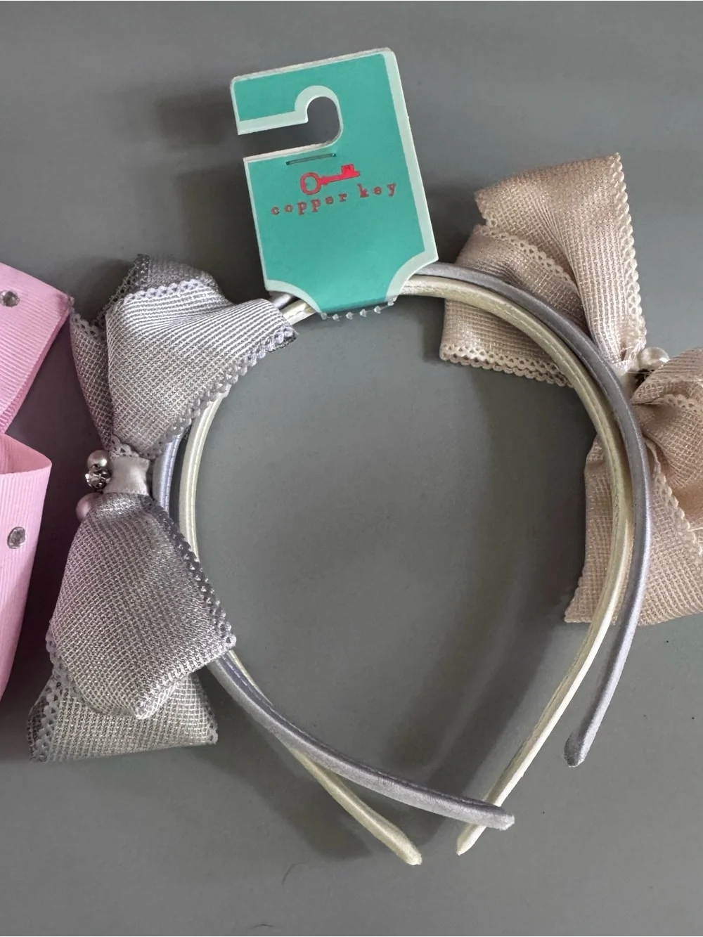 Copper Key Girls Hair Accessories Lot Pink Rhinestone Bow & Bow Headbands NWT